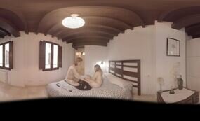 Shemale fucks friend's holes with dildo