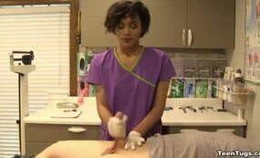 Ebony nurse makes her patient cums