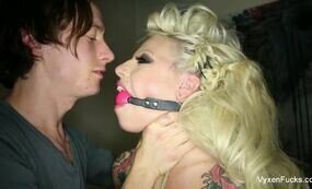 Squirting tied blonde fucked by BDSM fetish guy