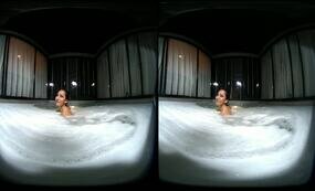 Hot babe taking foamy bath