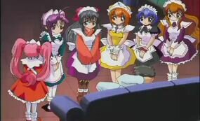 Orgy with group of anime maids
