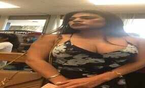 Busty woman in the store