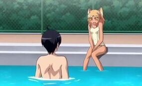 Swimming with shy girl