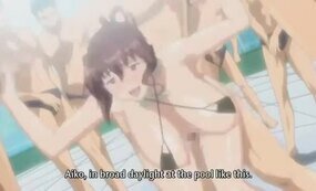 Orgy sex at the pool hentai