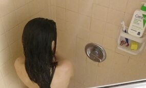 Homemade brunette shower video
