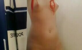 Redhead tattooed amateur taking shower