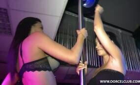 Brunettes going crazy in the club