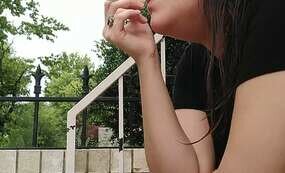 Outdoor smoking babe