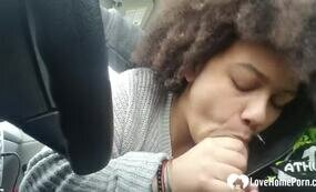 Black girl sucking at the car